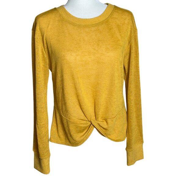 NWT Sanctuary Sweater Mustard Pullover Poly Knit Knotted Lightweight Womens M - Picture 1 of 6